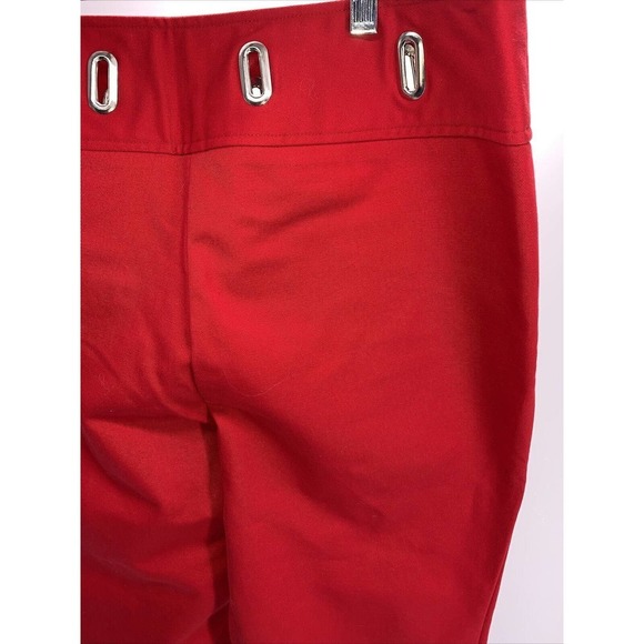 Work Order Capri Pants Red W/Silver Tone Metal Waist Detail Side Zip Size 12 EUC - Picture 9 of 11